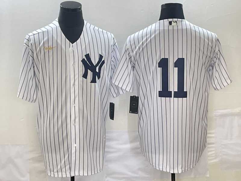 Men%27s New York Yankees #11 Anthony Volpe White No Name Throwback Stitched MLB Cool Base Nike Jersey->new york yankees->MLB Jersey